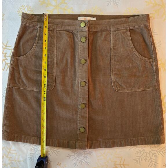TORY BURCH Lucitano Corduroy Mini Skirt Color Beachwood Coffee Sz 14 Women’s - Picture 4 of 7